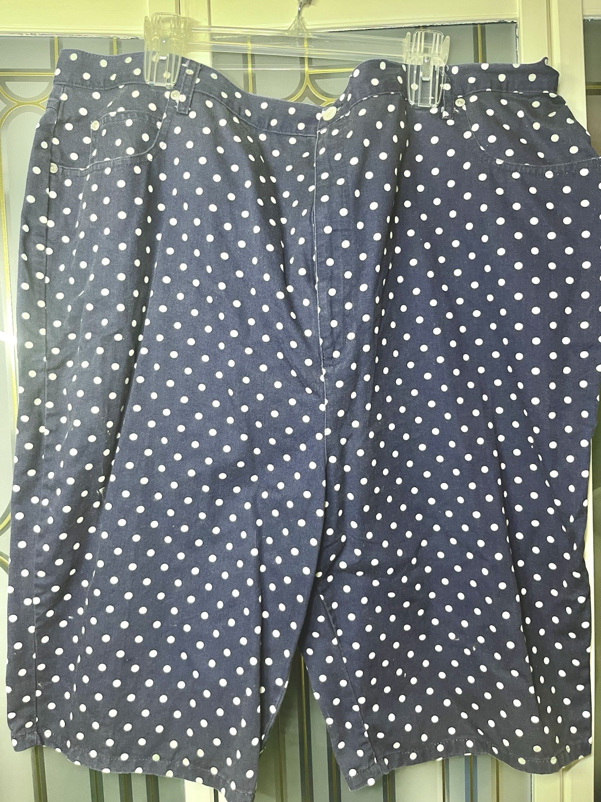 Vintage Carolina Colours 24W Polka Dot Shorts Navy White High Waist 100% Cotton