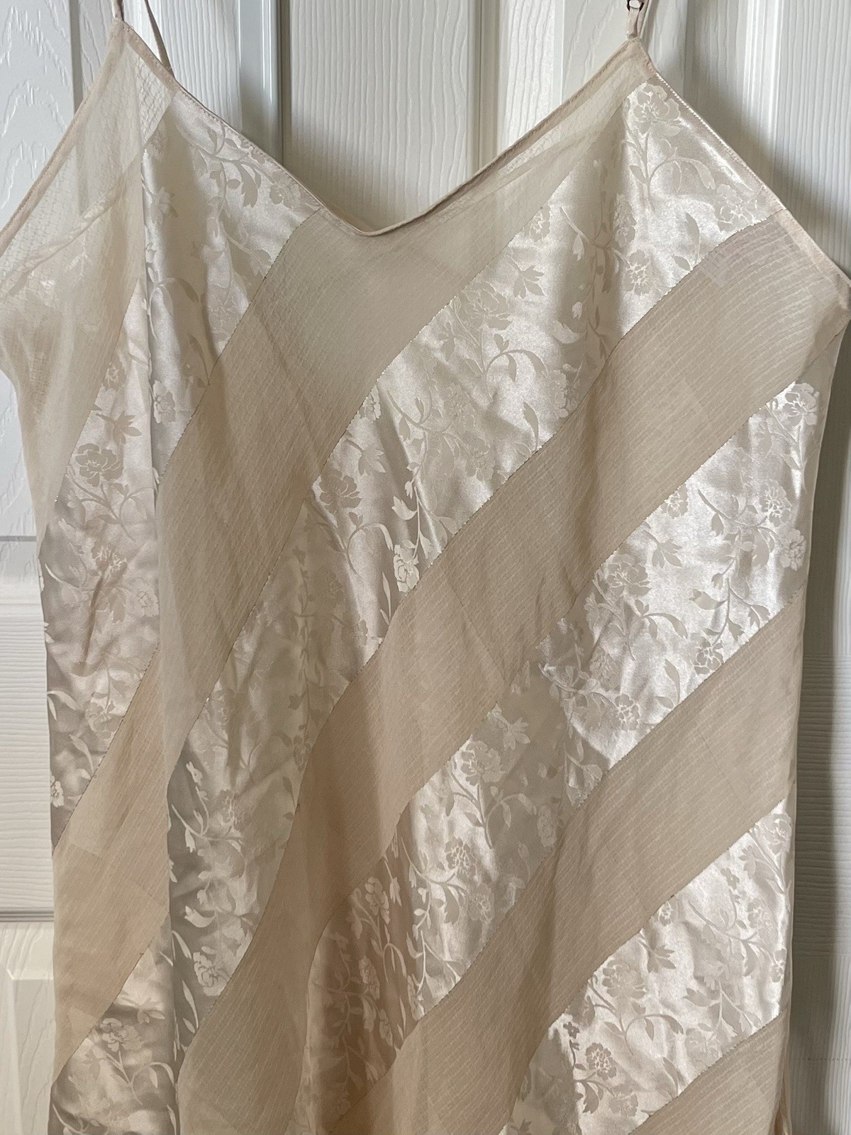 Vintage Dentelle Slip Dress Cream Floral Sheer Size 1X