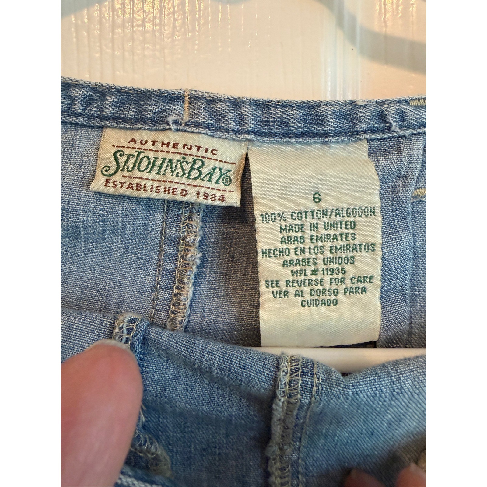 Vintage St Johns Bay Denim Maxi Skirt Womens 6 Blue Cotton 90s Side Zip Long