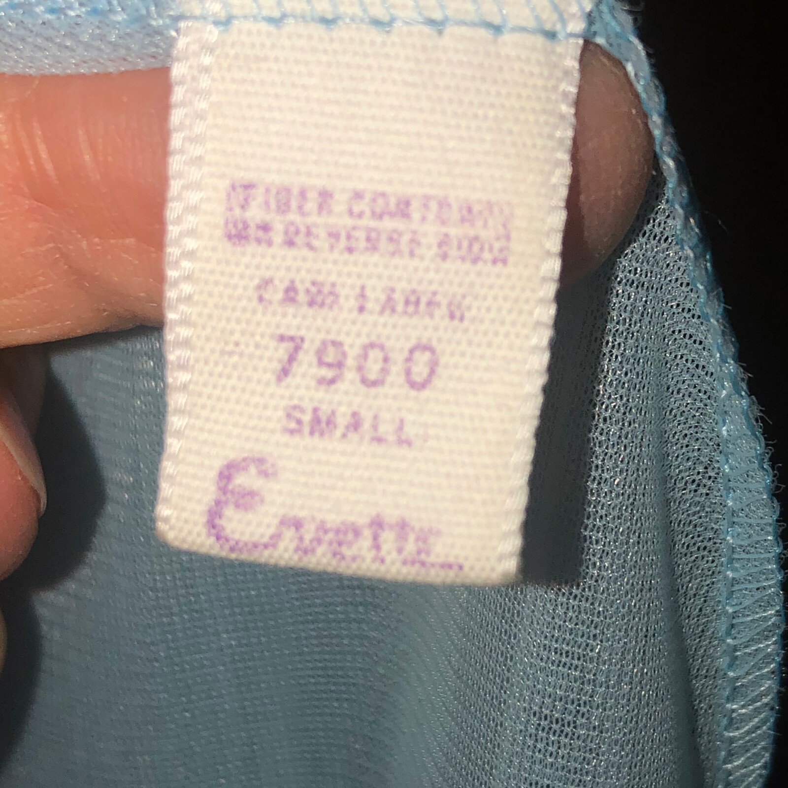 Ladies vtg lt blue accordion pleated nylon 2-piece negligee&cover, Evette, SMALL