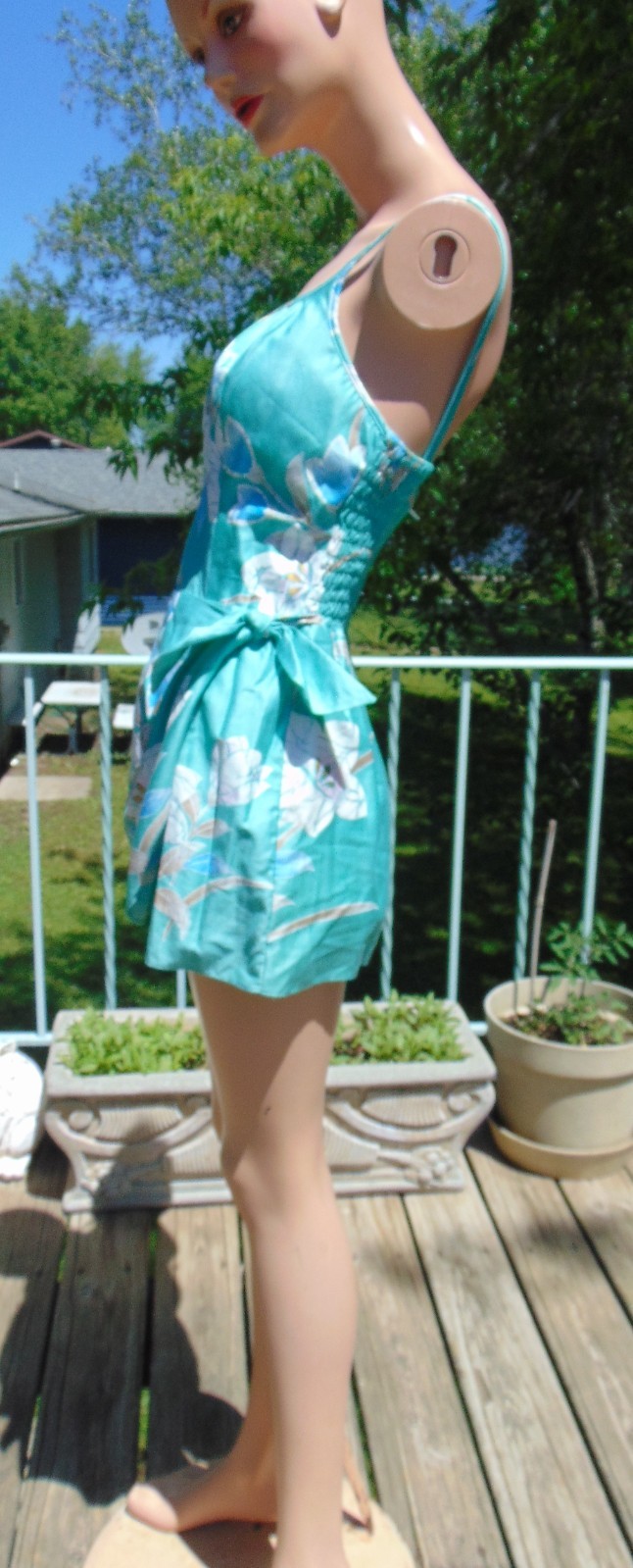 Vtg 70s Sun Fashions for Andrade Sarong Skirt Hawaiin Playsuit Romper sm