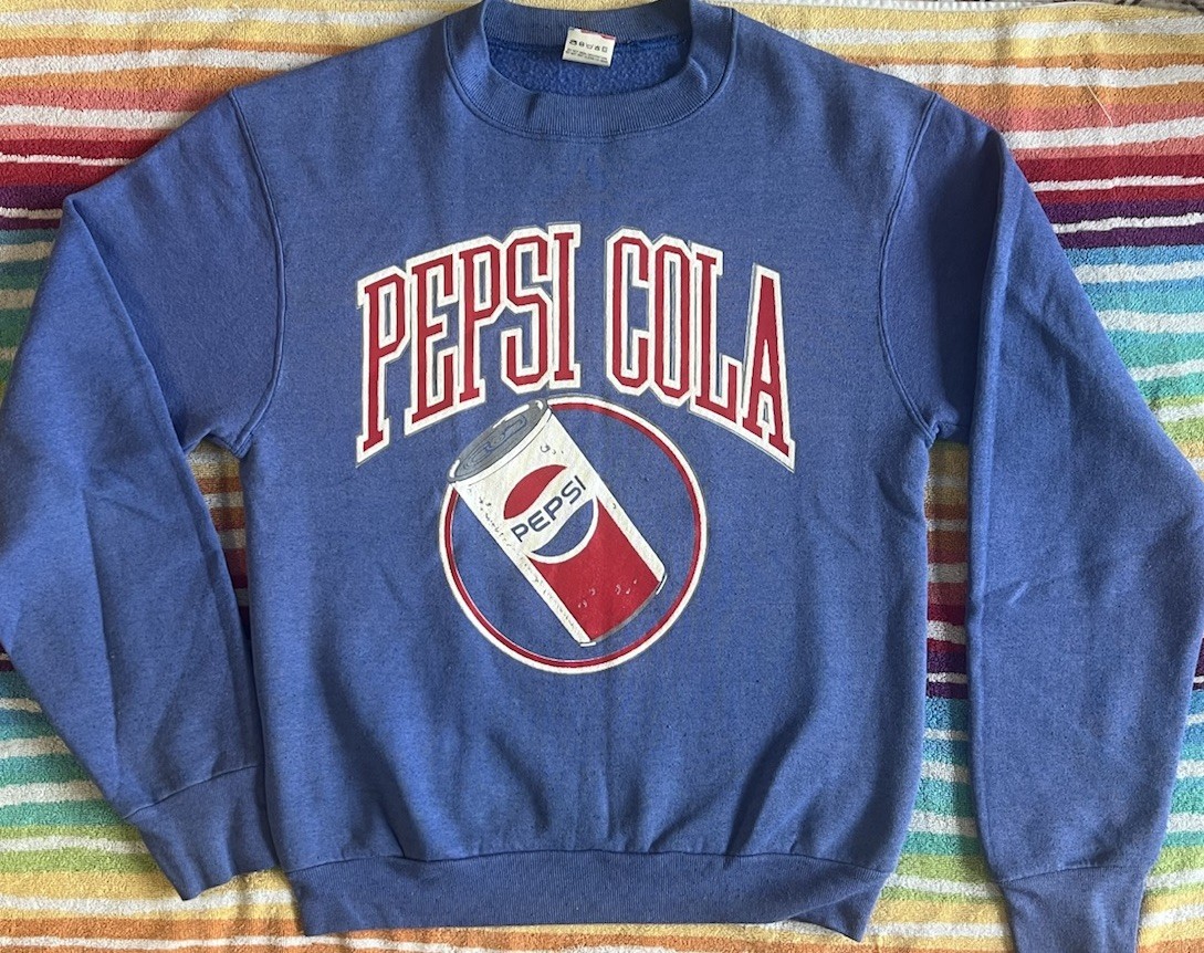 Vintage 80s Sweatshirt Pepsi Cola Medium USA Amazing Graphics!