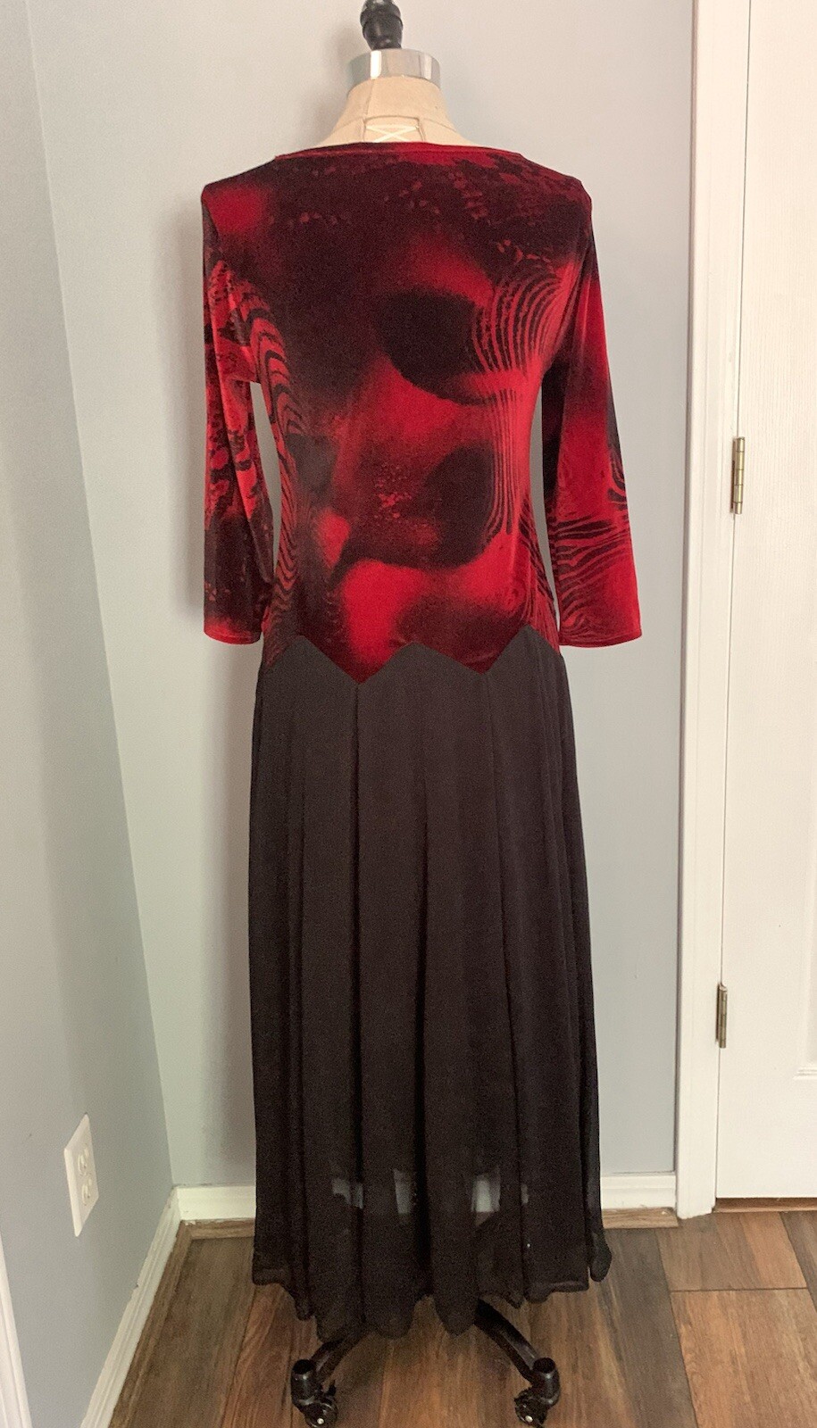 Vintage 90s Pyramid Collection Velvet Maxi Dress Goth Boho Witchy Renaissance M