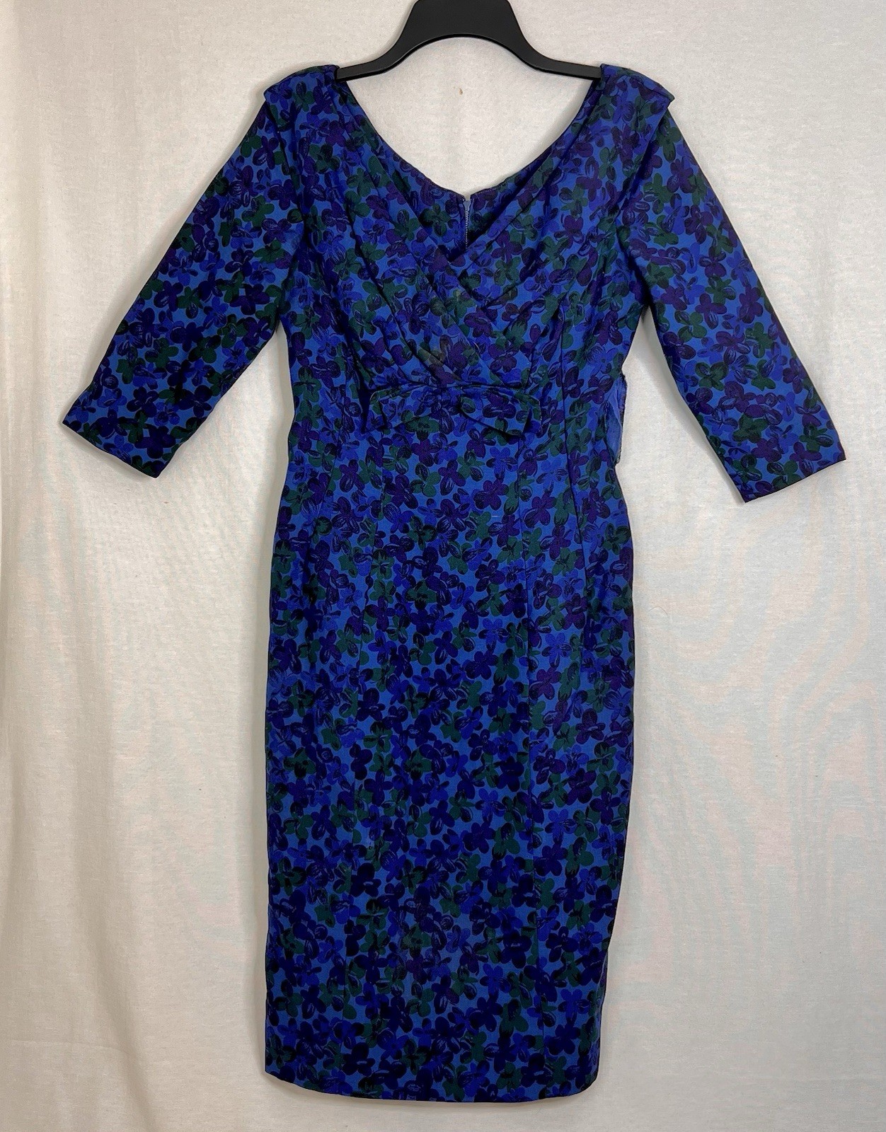 Vtg 50’s Alix of Miami Dress Black Purple Blue Abstract Couture See Measurements