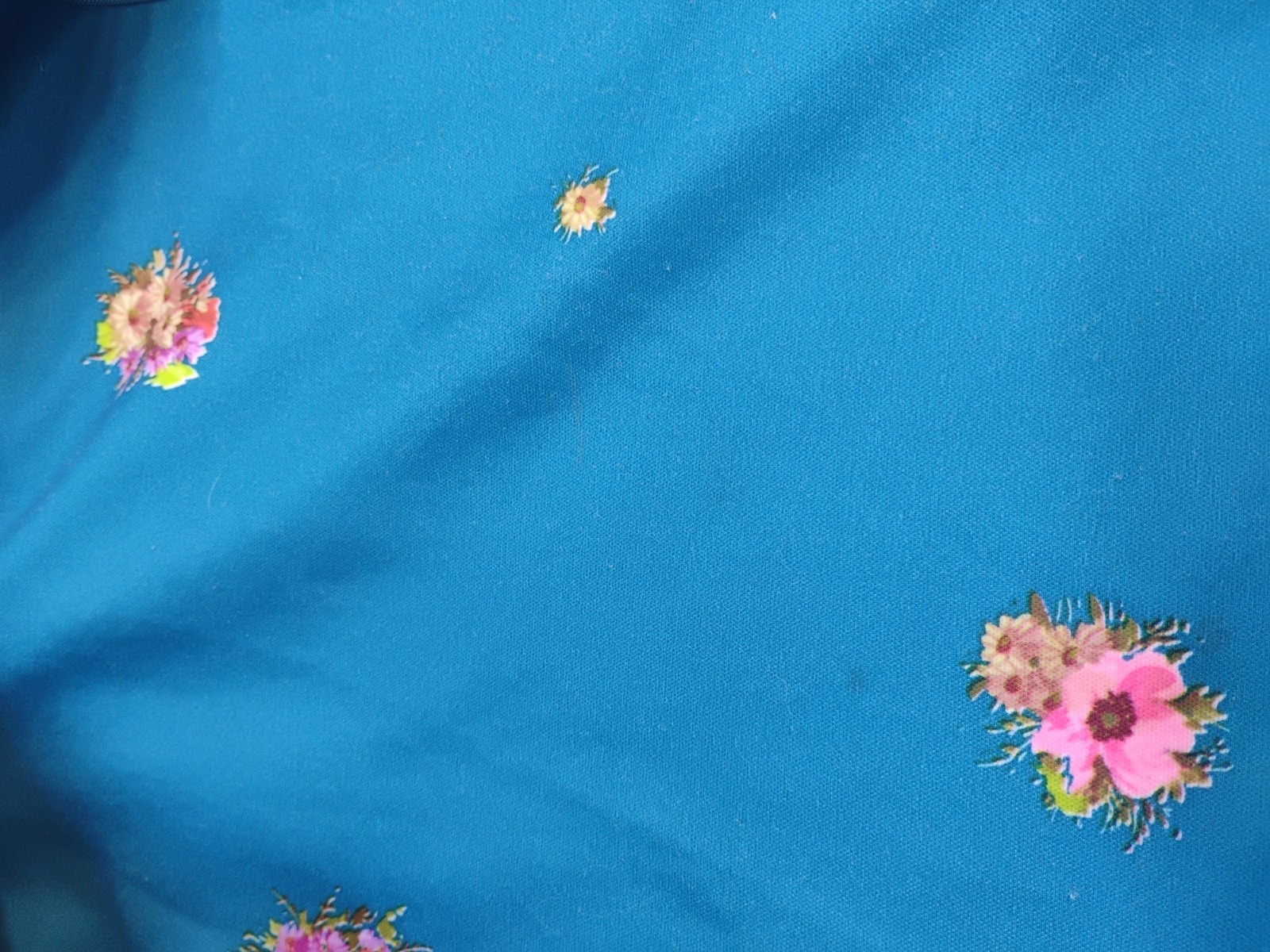 VTG Lady Lisanne Blue Floral Moo Moo Robe Housecoat 1/2 Zip Loungewear Sz M/ L