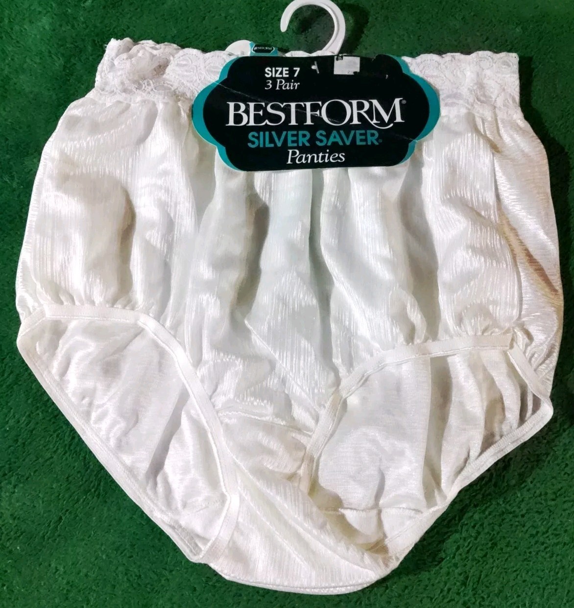 Vintage Bestform Brief Panties Wide Lace Stripe Silky Soft 100% Nylon White 7