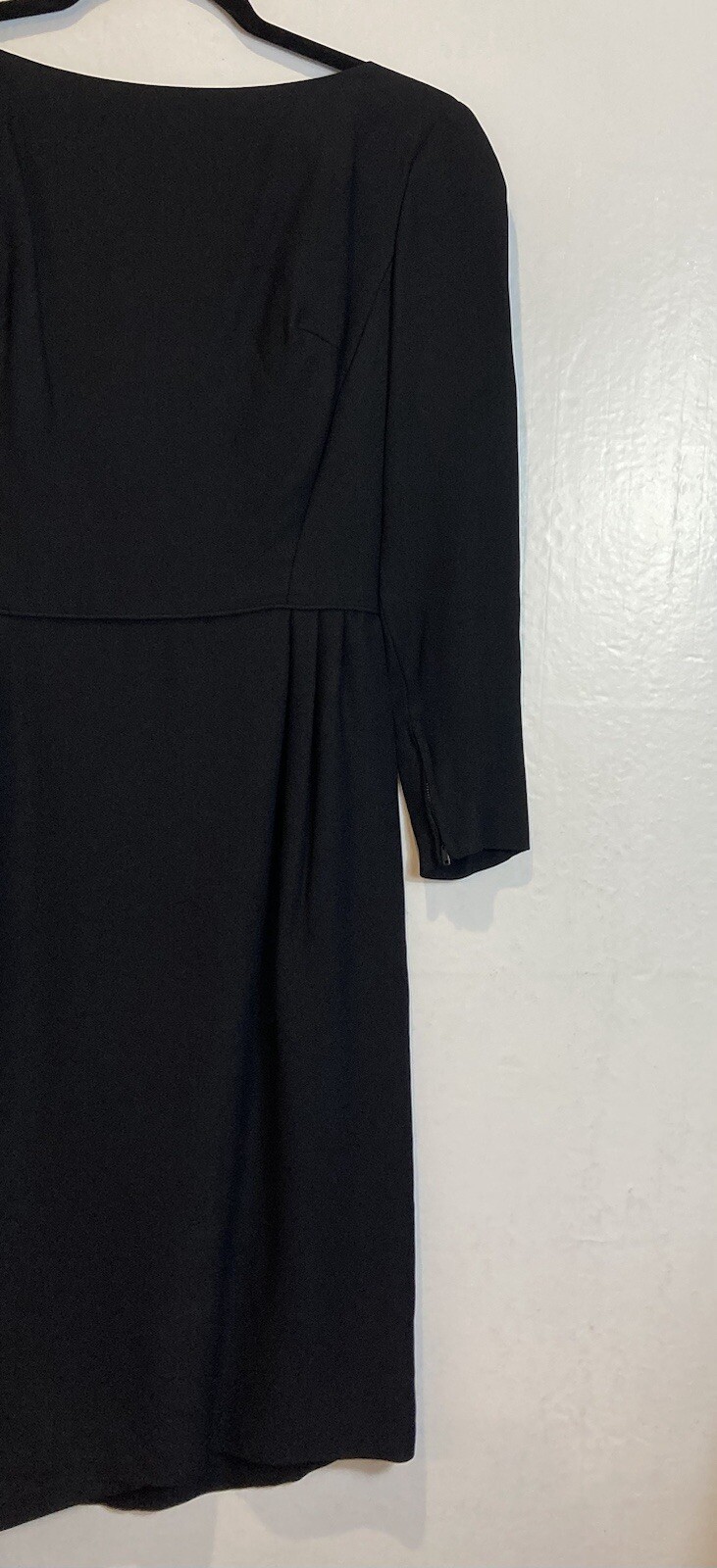Vintage Another Ann Barry Jr Dress Size 13 Black Draped Back Zippers 60s Goth