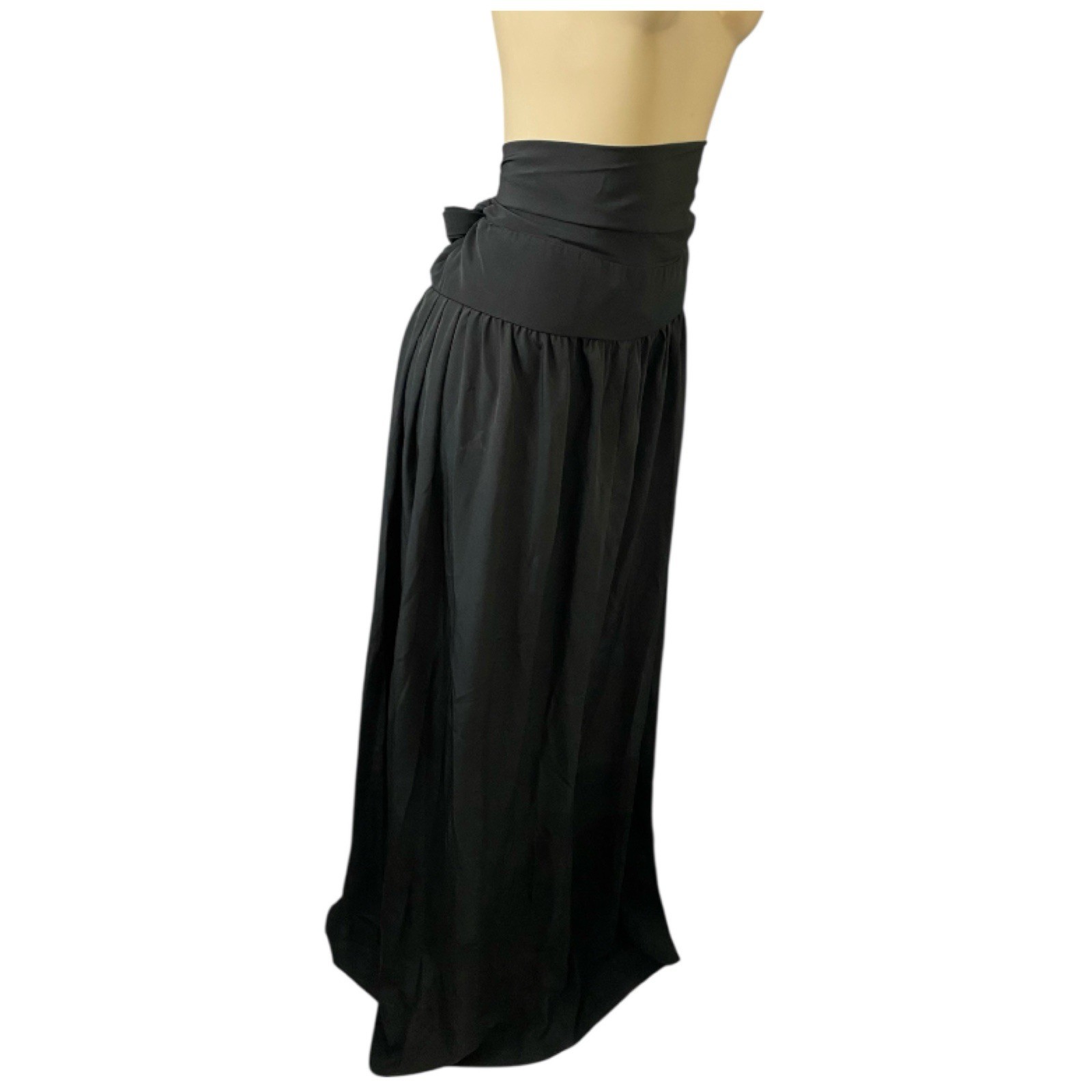 VTG 80s Black Satin Gown Multifunctional Dress & Skirt Sz M Retro Goth Grunge