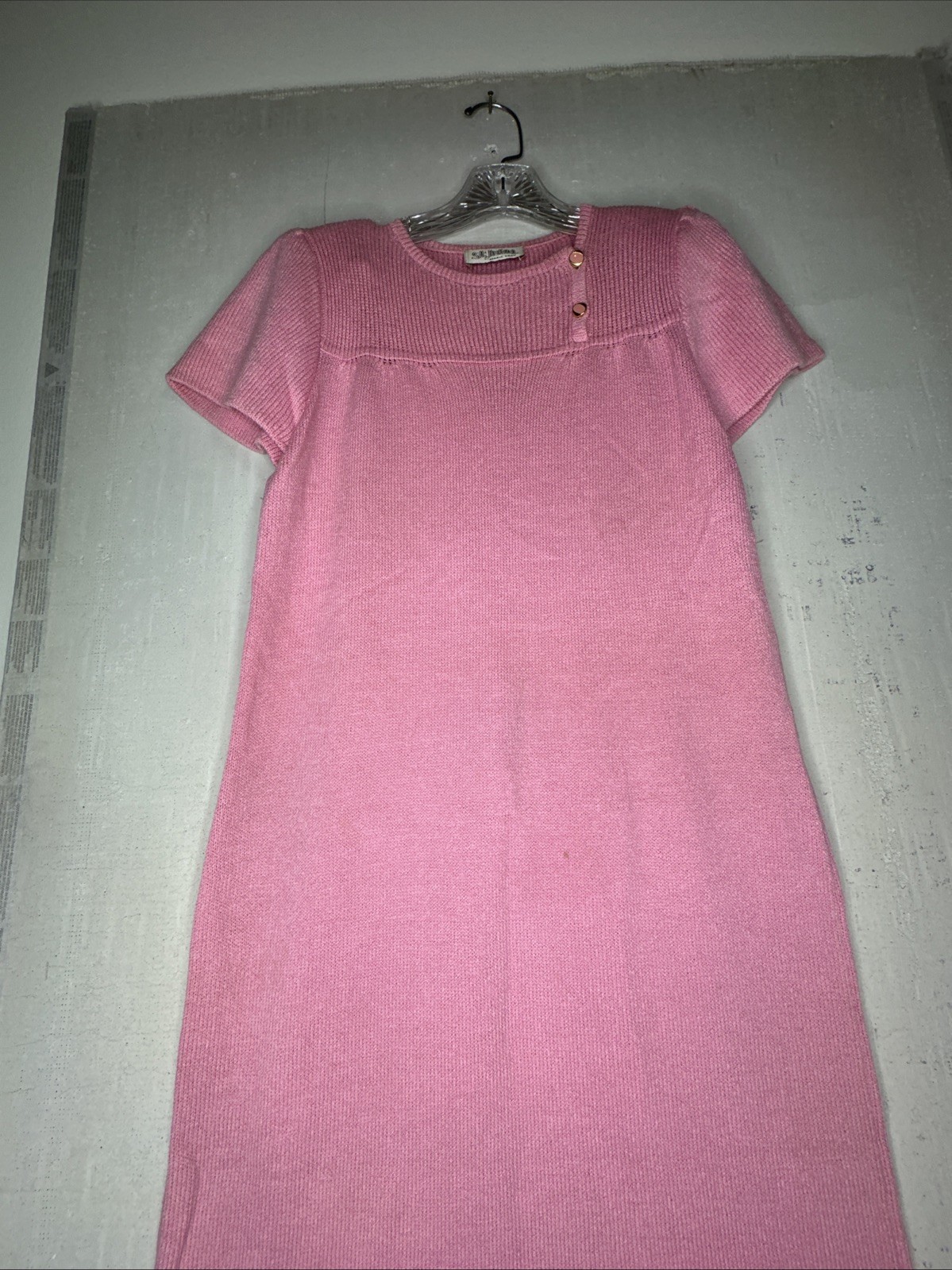 Vintage 1980s St John Maxi Dress Peach Knit w/ 2 Front Buttons | Size: ~ L/XL