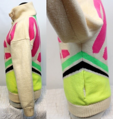 Vtg 80s Tyrolia Women’s Wool Sweater sz S Thick Turtleneck Button Pockets Winter