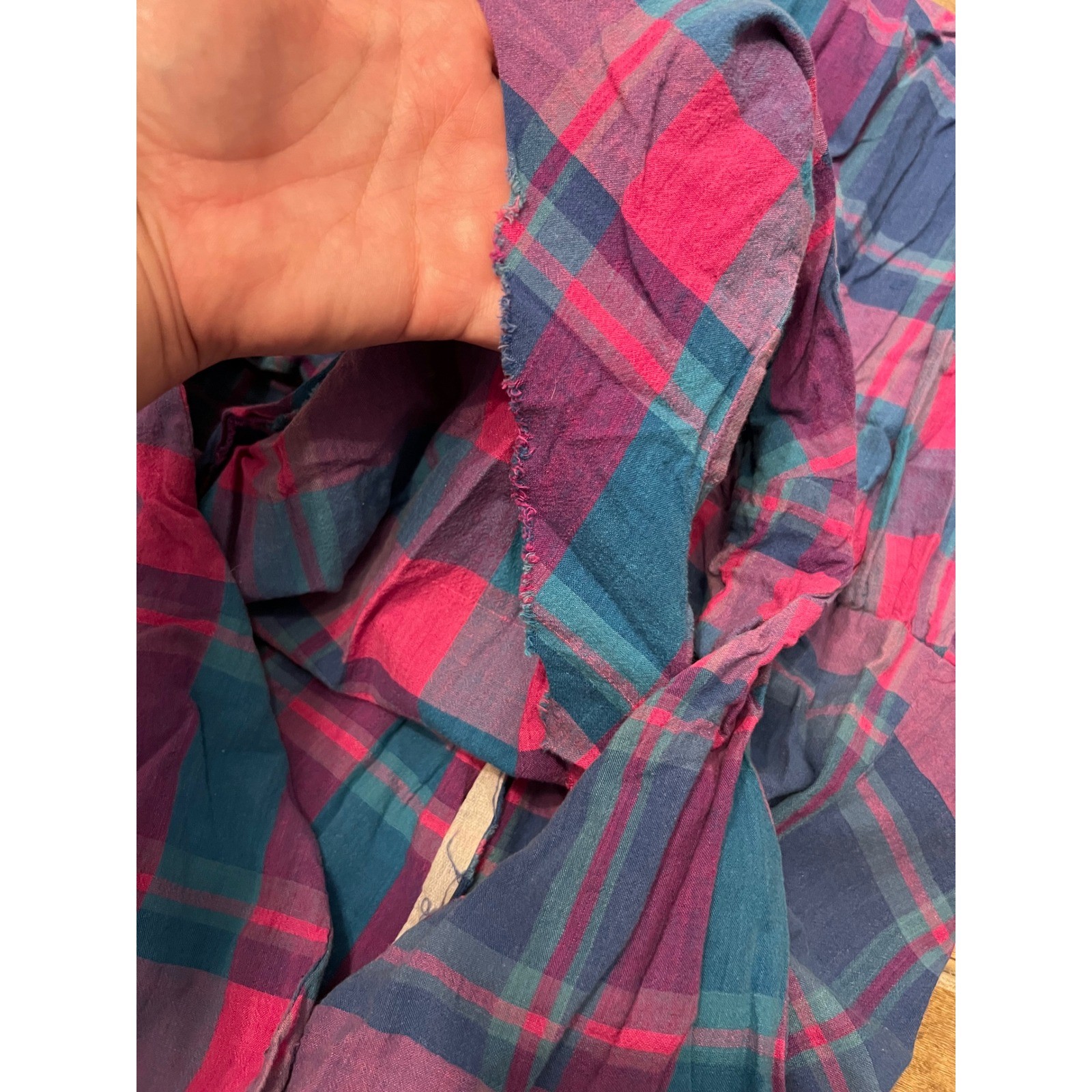 Vintage Unbranded Handmade Women’s Jumper Dress Pink Blue Plaid Country No Tags