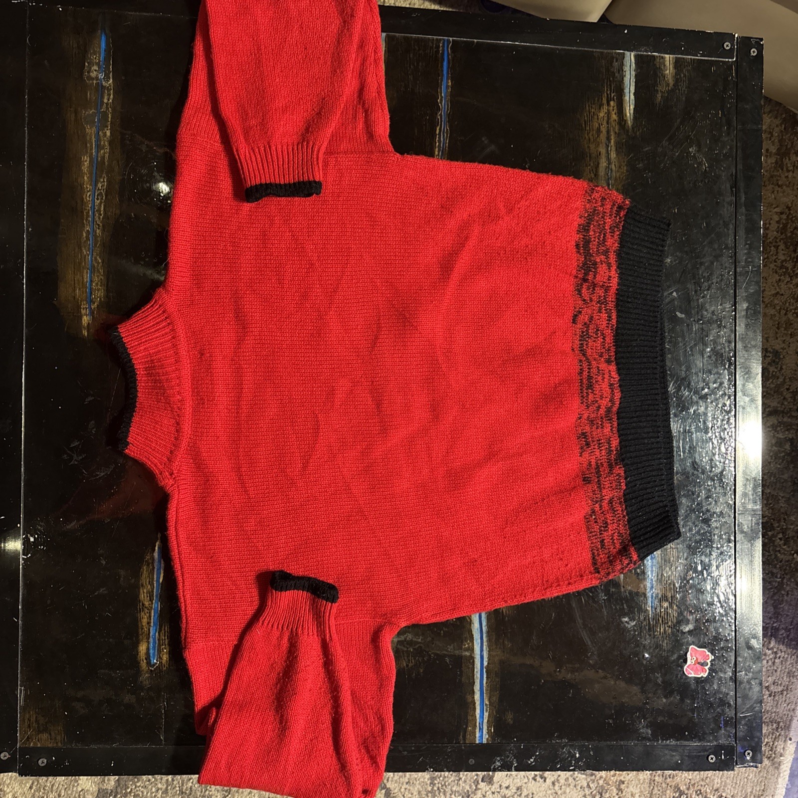 Vintage Novelty Knit Rabbit Dog Sweater Red | Youth XL / Adult XS | Cut Tag