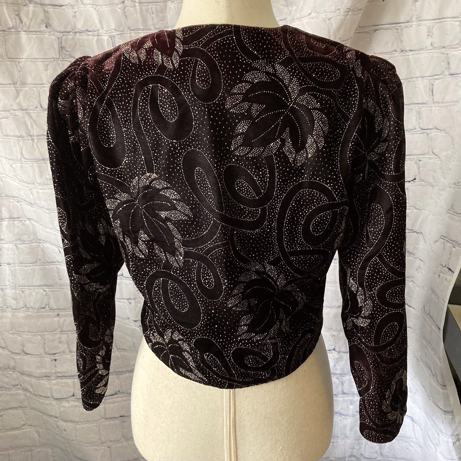 Vintage Women’s Jeri Marque Bolero Jacket Petite 1980’s Encrusted Black Cherry
