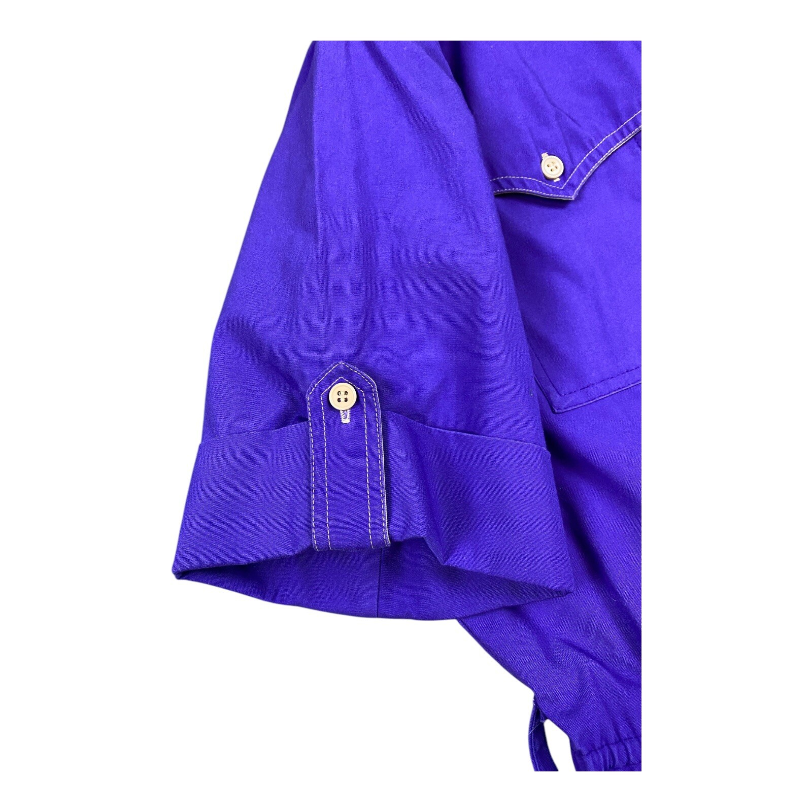 VTG 70’s Shirt Dres 11/12 Purple Western Cinched Waist Utility Pockets Thick