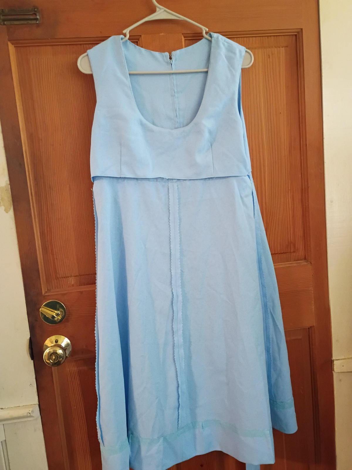 1960s Vintage Powder Blue Mid Length Dress Handsewn