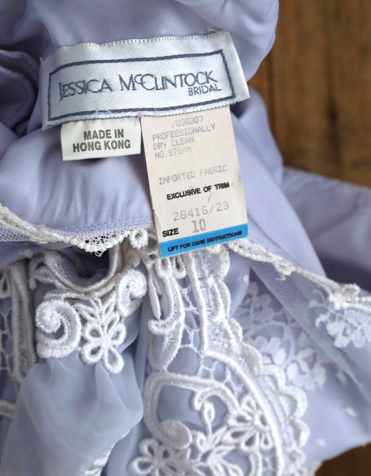 Vintage Jessica McClintock Lacy Pale Purple Wedding Dress Size 10