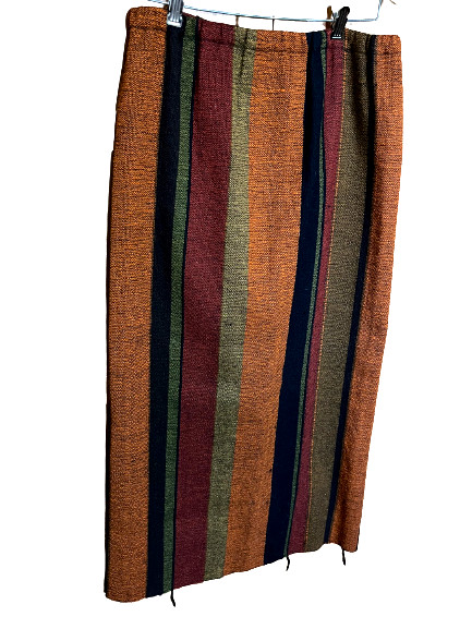 Alice Kagawa Santa Fe NM Skirt Parrott Fabrics Handwoven Wool Striped Vintage