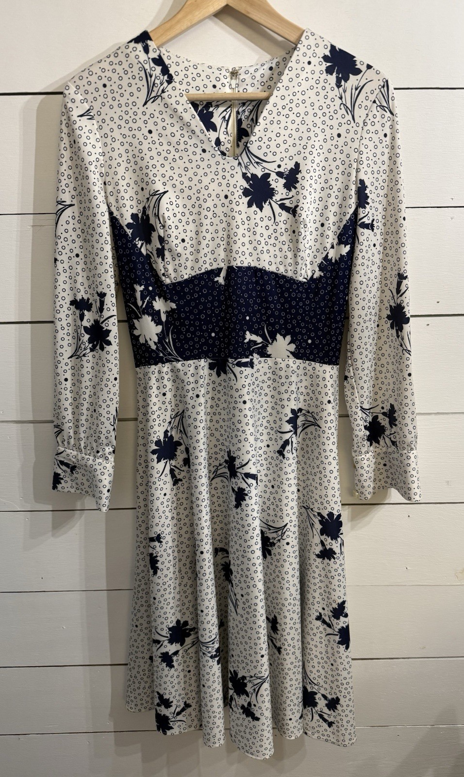 VTG 1970’s Blue & White Dress George Gerring Miami Women’s Medium 8/10