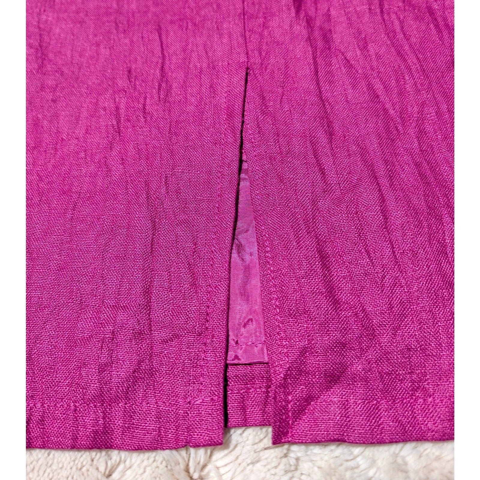 VTG 80s Does 50s Umberto Ginocchietti Italian Pink/Magenta Linen Pencil Skirt/XS