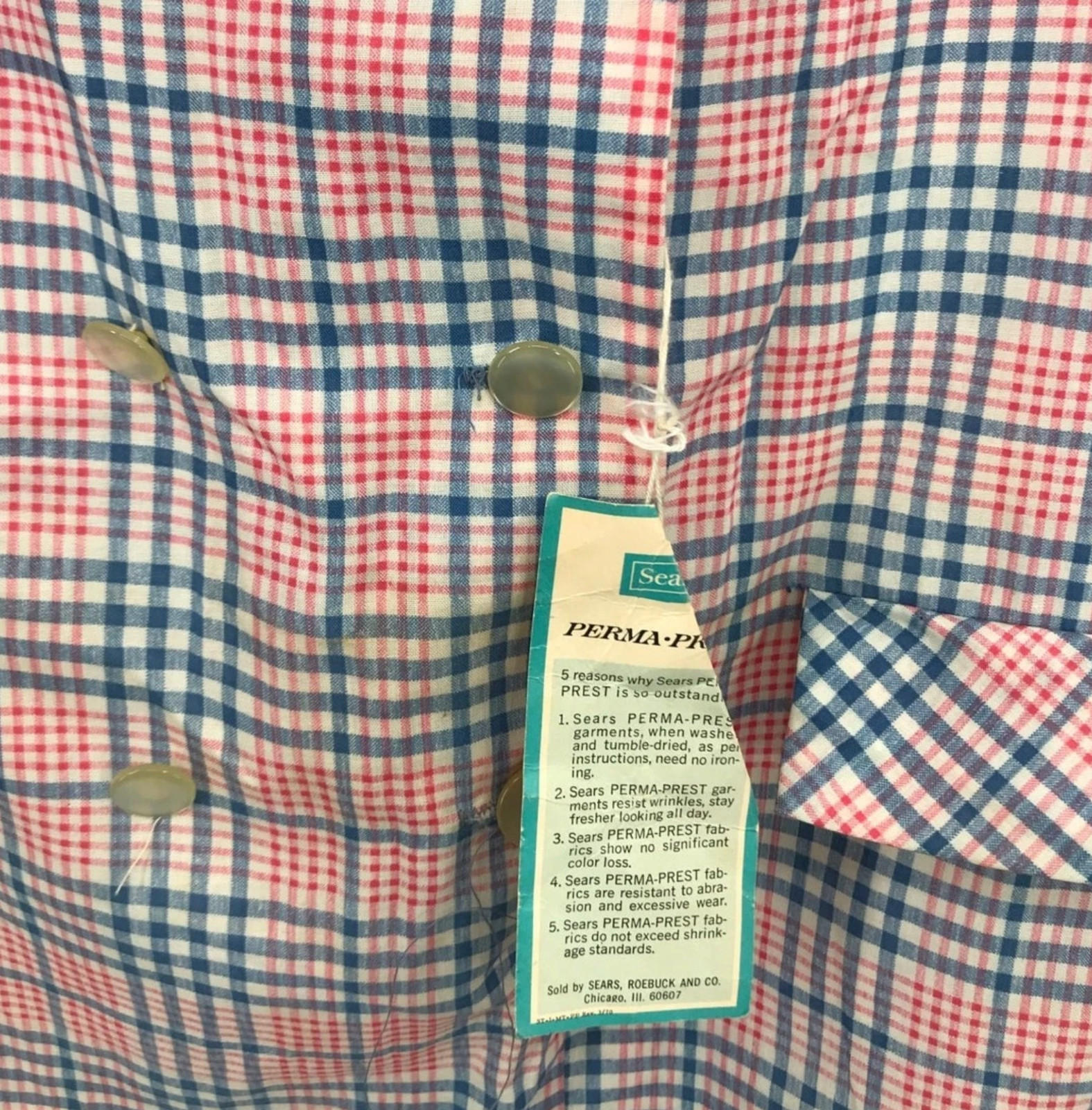 Sears Vintage Perma Prest Plaid Sleeveless Double Brest Dress 10 Original Tags