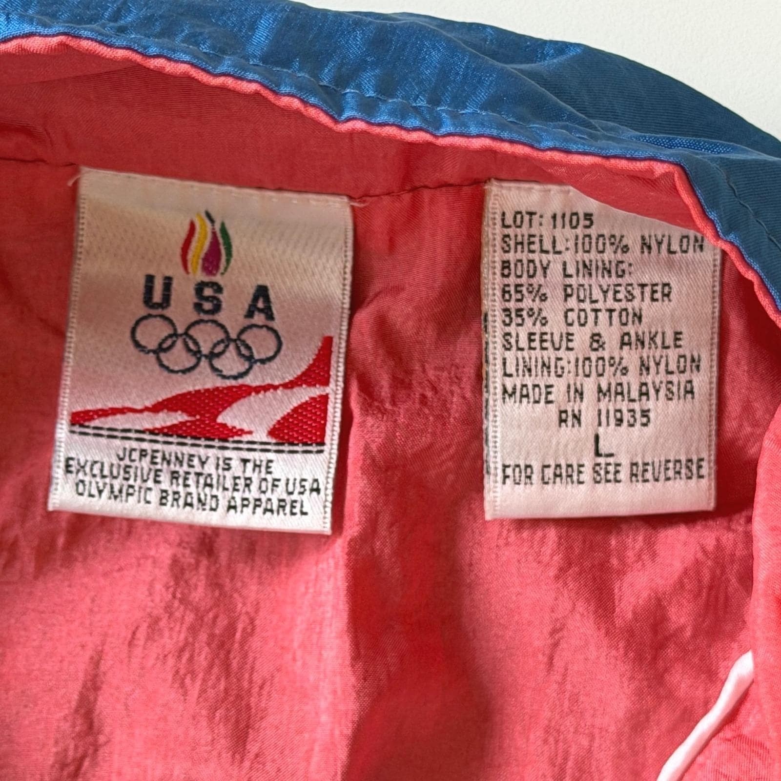 Vintage 1990s JCPenney Olympic Windbreaker | USA Colorblock Nylon Jacket