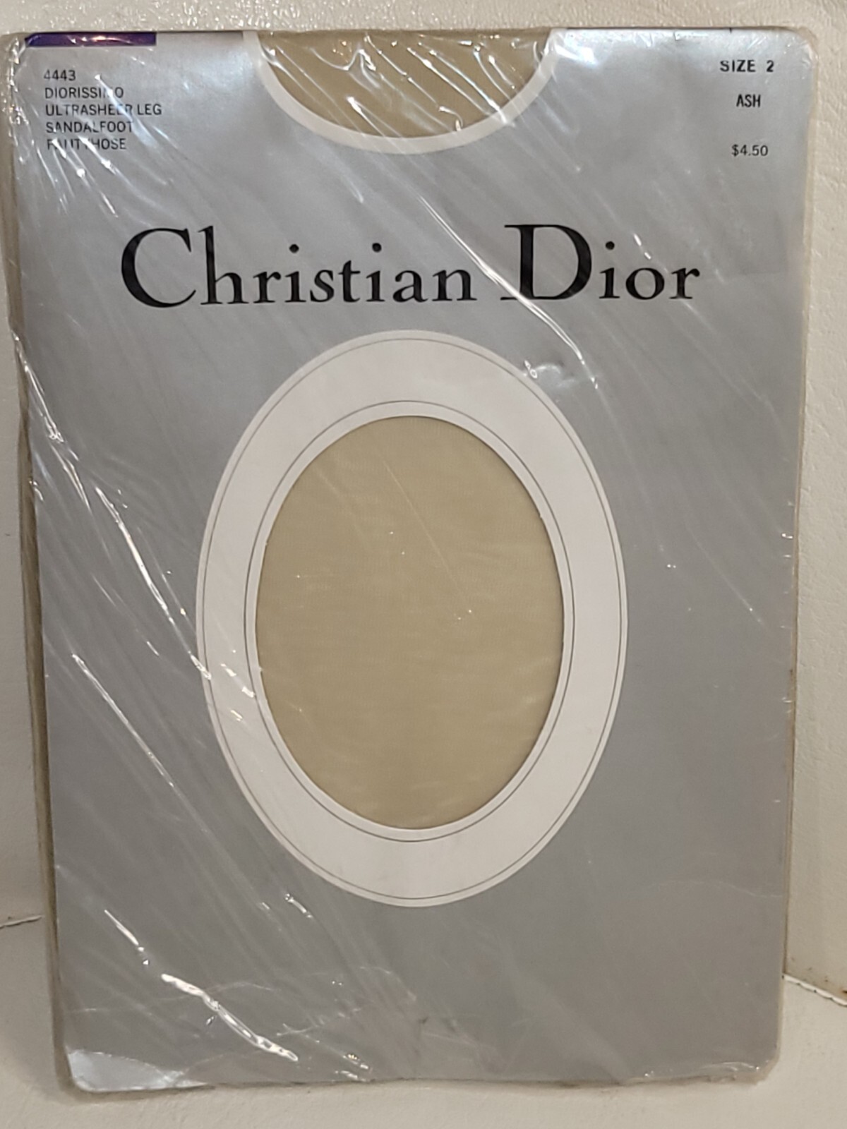 VTG CHRISTIAN DIOR Pantyhose Ultra Sheer Sandalfoot Size 2 Ash DIORISSIMO