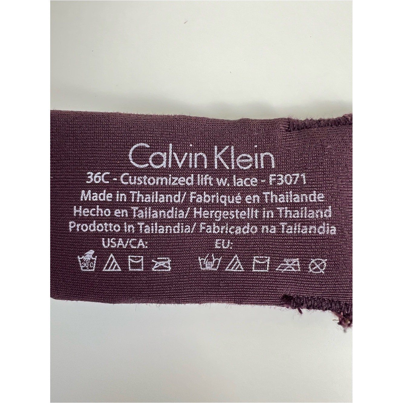 Calvin Klein 36C Customized Lift Lace Bra Burgundy Wine Padded Underwire