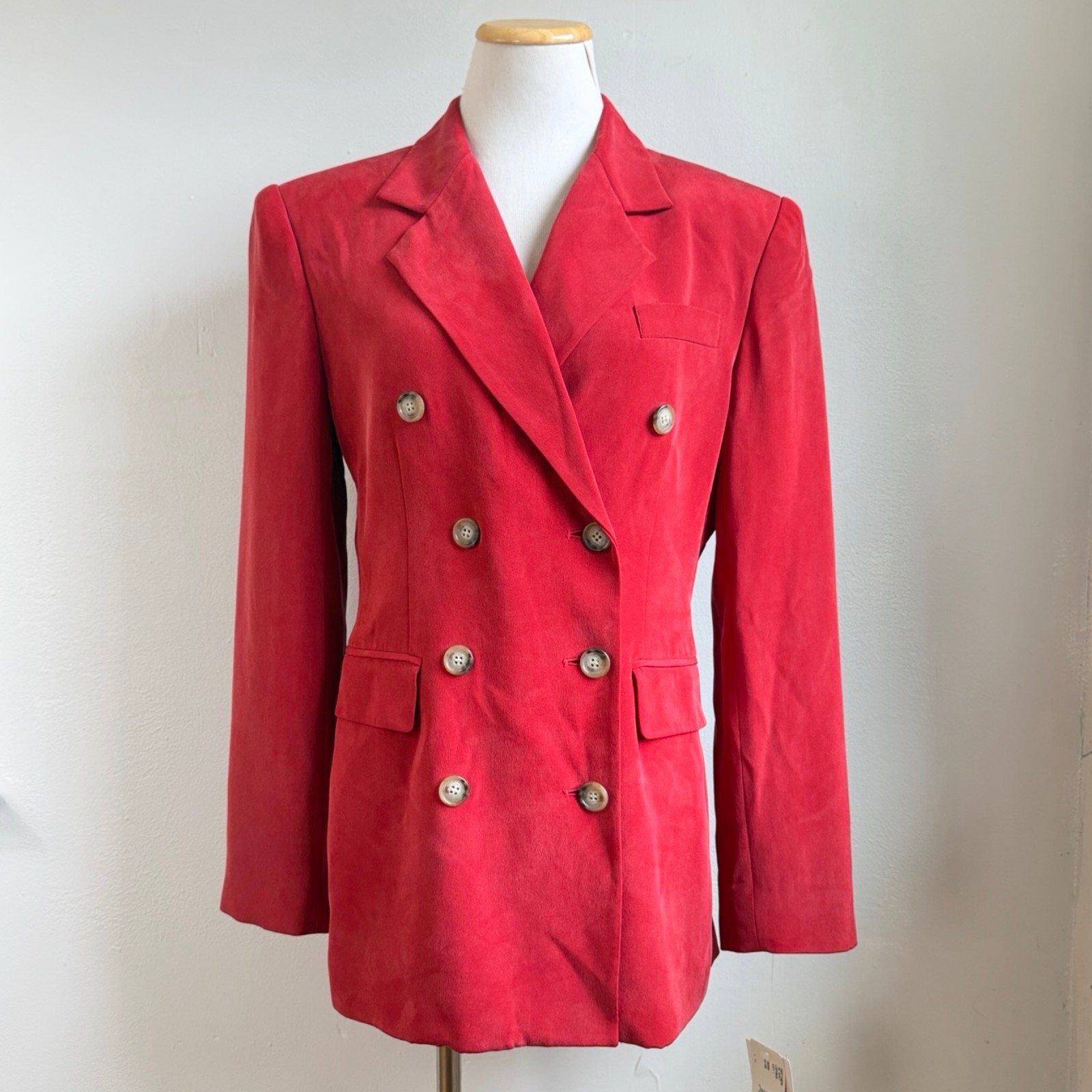 Vintage Red Double Breasted Silk Blazer Size Small/Medium Women’s Sport Jacket
