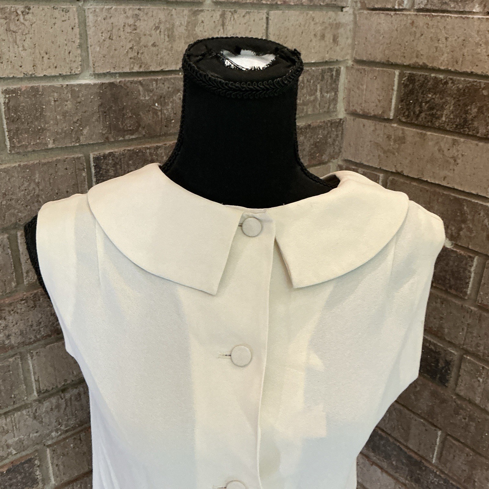 60s VINTAGE Majestic Cream 2-Pc Top Skirt Set Size 8/10 Peter Pan Collar #4602