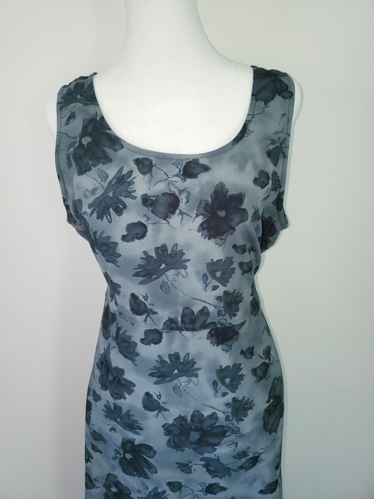 Vintage 90s/00s Westport Ltd Blue Watercolor Sheath Dress Tieback S10 M/L