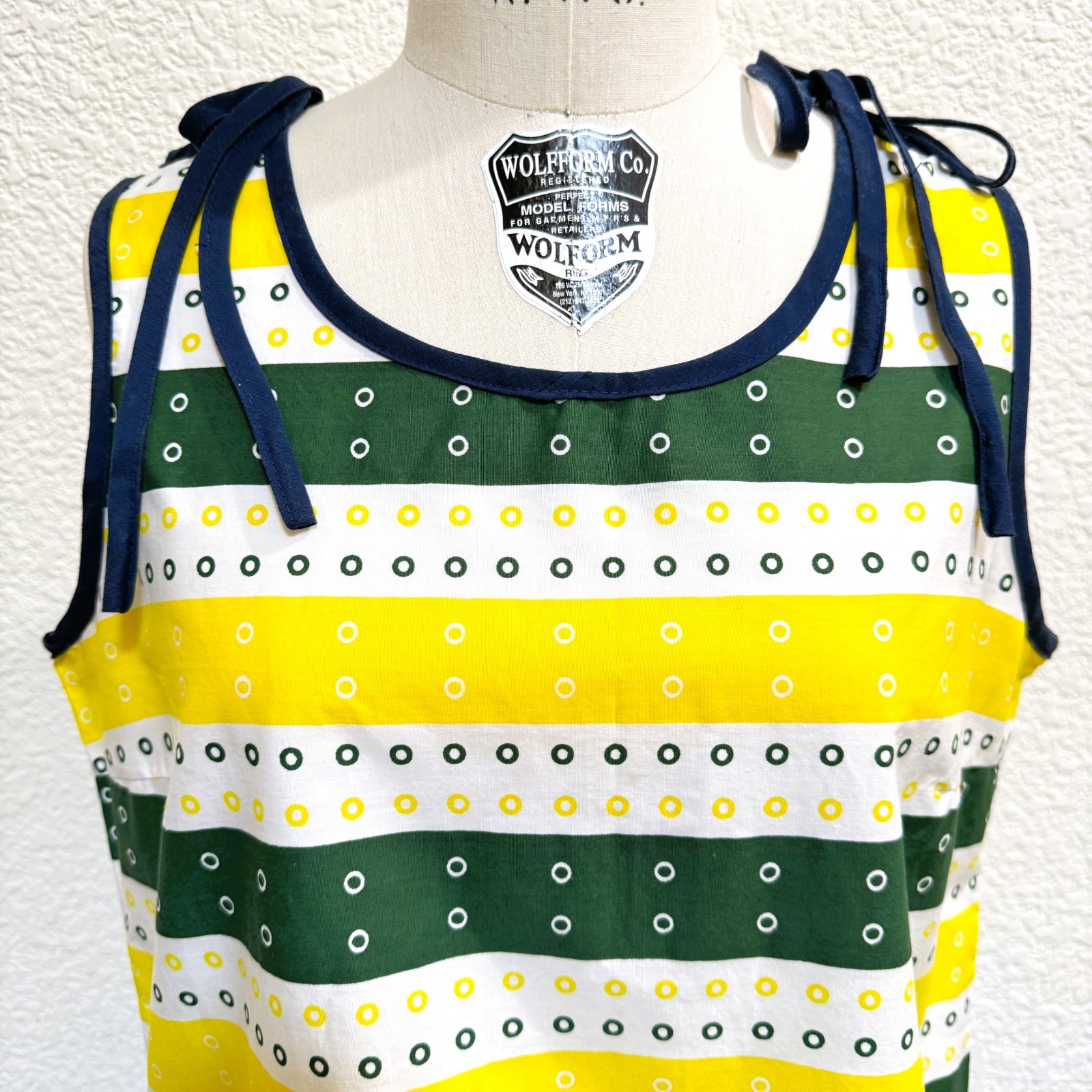 Vintage 1960s Mod Green and Yellow Mini Shift Dress or Beach Cover-up Large L