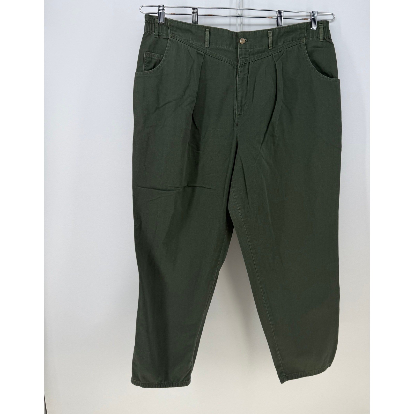 Dockers Pants Womens 24W Green Pleated High Rise Tapered Cotton Vintage 90s USA