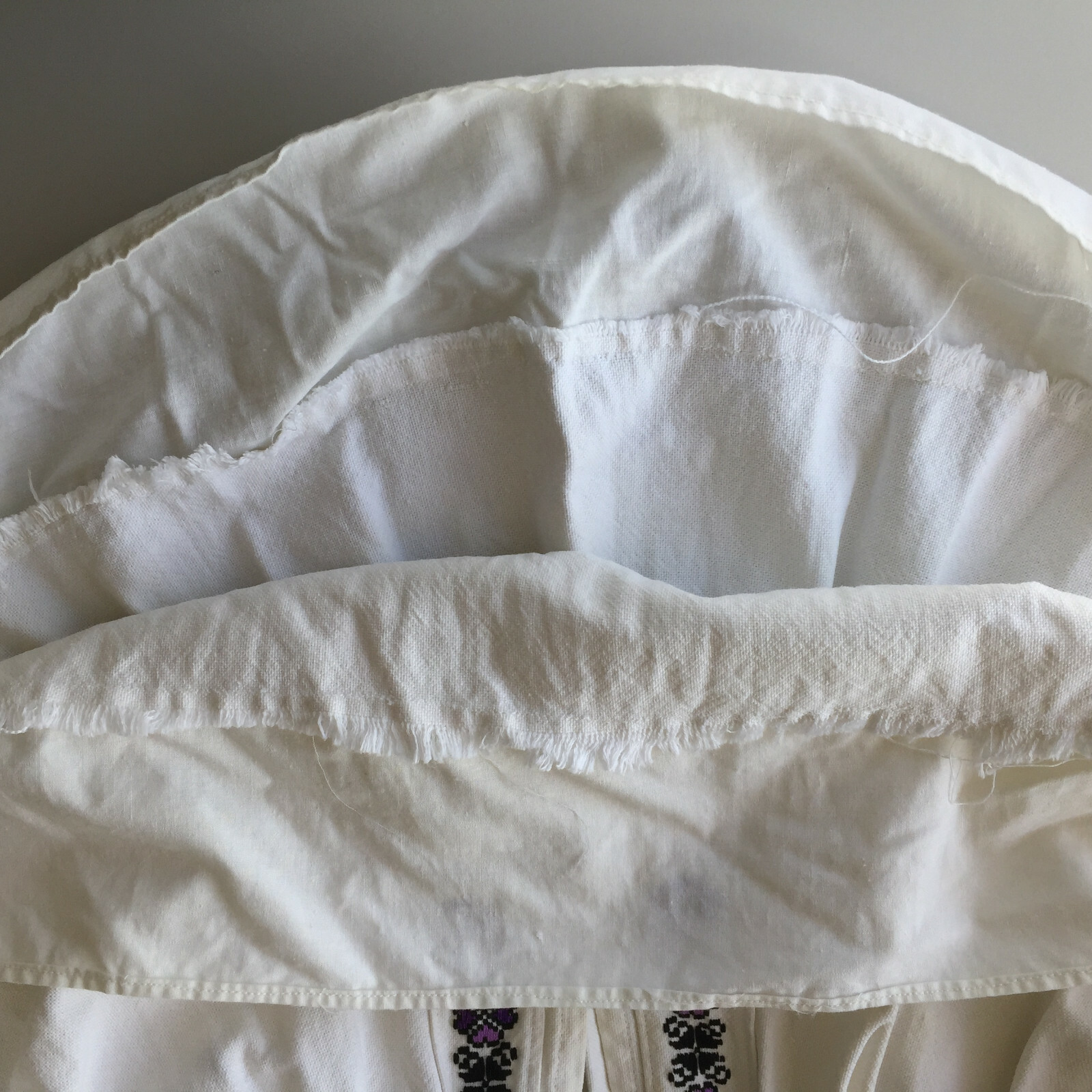 VINTAGE HUNGARIAN FOLK BLOUSE Embroidered Heavy Linen Peasant Top S M OOK