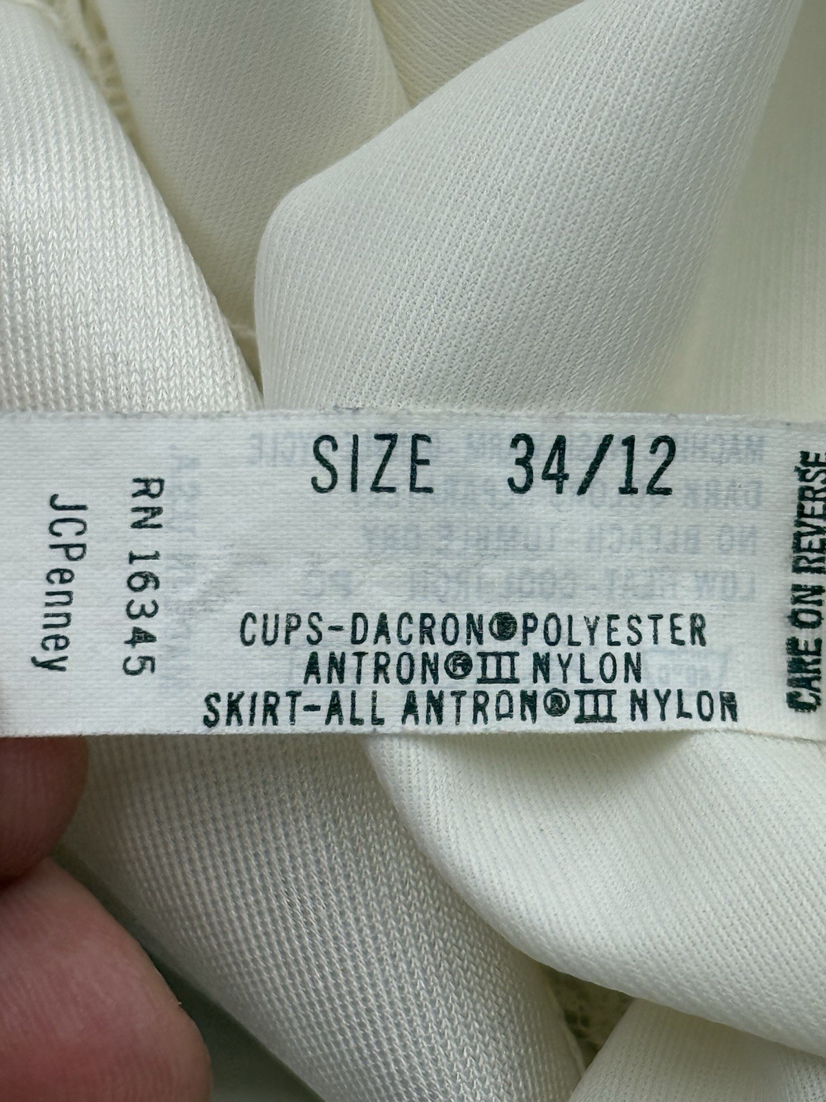 Vtg JC Penney MG 34/12 LL Whitesmoke Antron Nylon Long Full Slip Dress Side Slit
