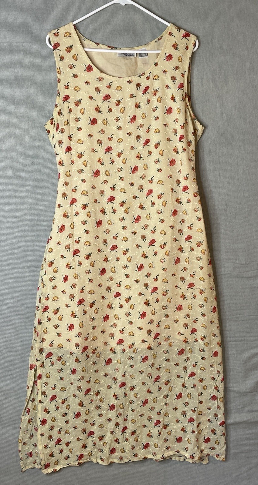 California Dreams Womens Dress Size L Yellow Floral Maxi Dress Debut Flowy