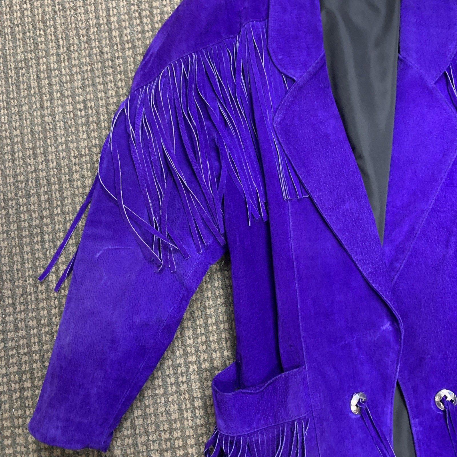VTG Outerwear by Phoenix vintage purple suede Fringed jacket Western/Biker 80s