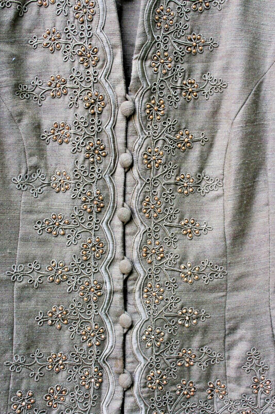 Sarah Elizabeth Olive Vintage Jacket Blazer Embroidery Size 10 Indian Style