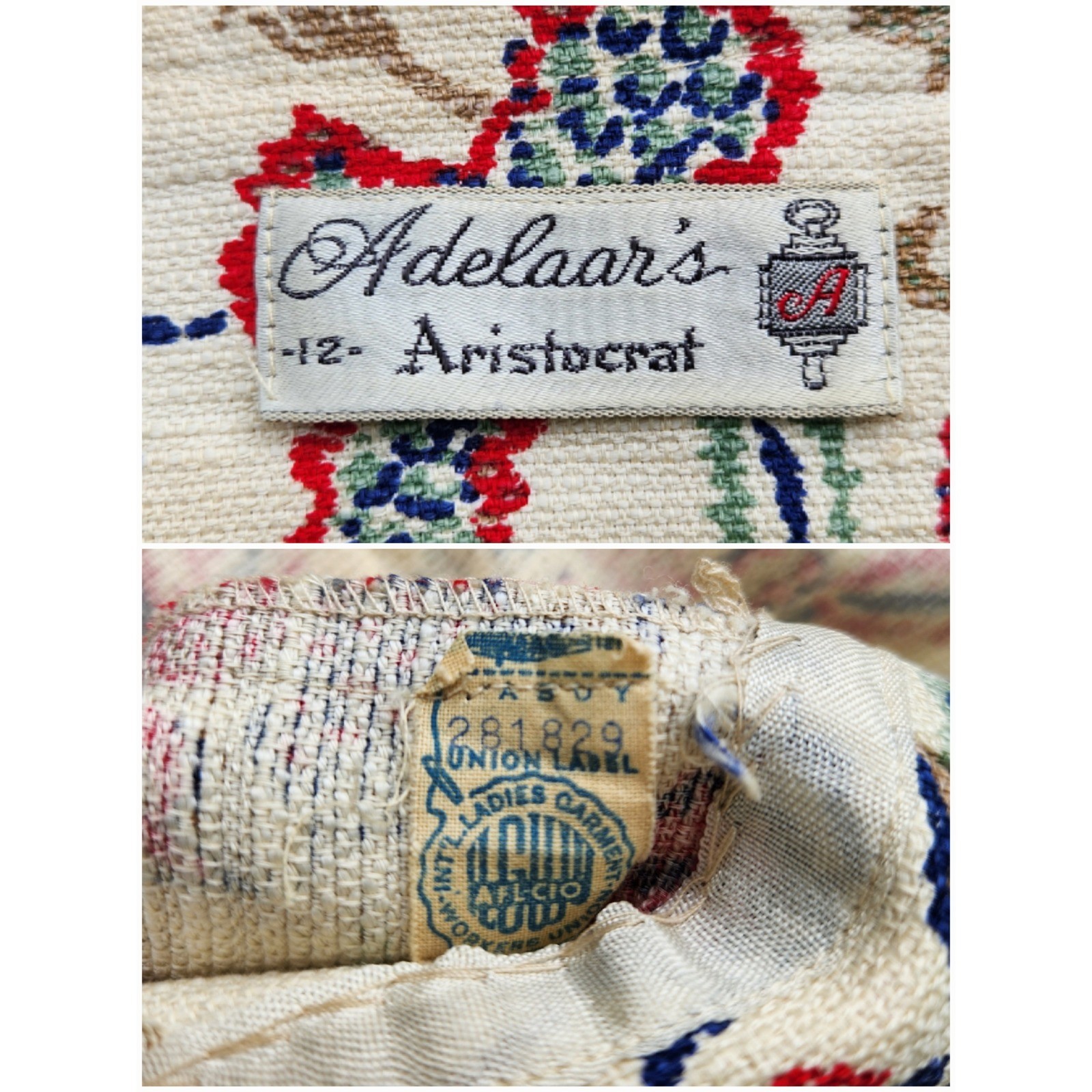 Vintage 60s Adelaar’s Aristocrat Jacket Cream Floral Paisley Tapestry 12