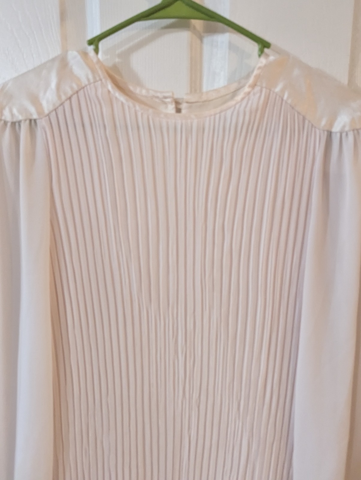Vintage Flapper Dress Sz 12 Rouched Layers Pink Ruffles USA Long Sheer Sleeves