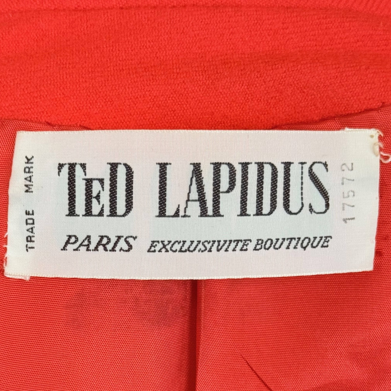 Vintage 1970s Ted Lapidus Paris Red Wool Belted Jacket Exclusive Boutique Design