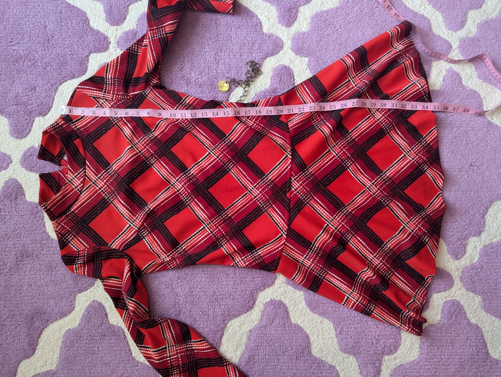 Vintage 70’s Mod Schoolgirl Red Plaid It’s Better Polyester Knit Mini Dress S/M