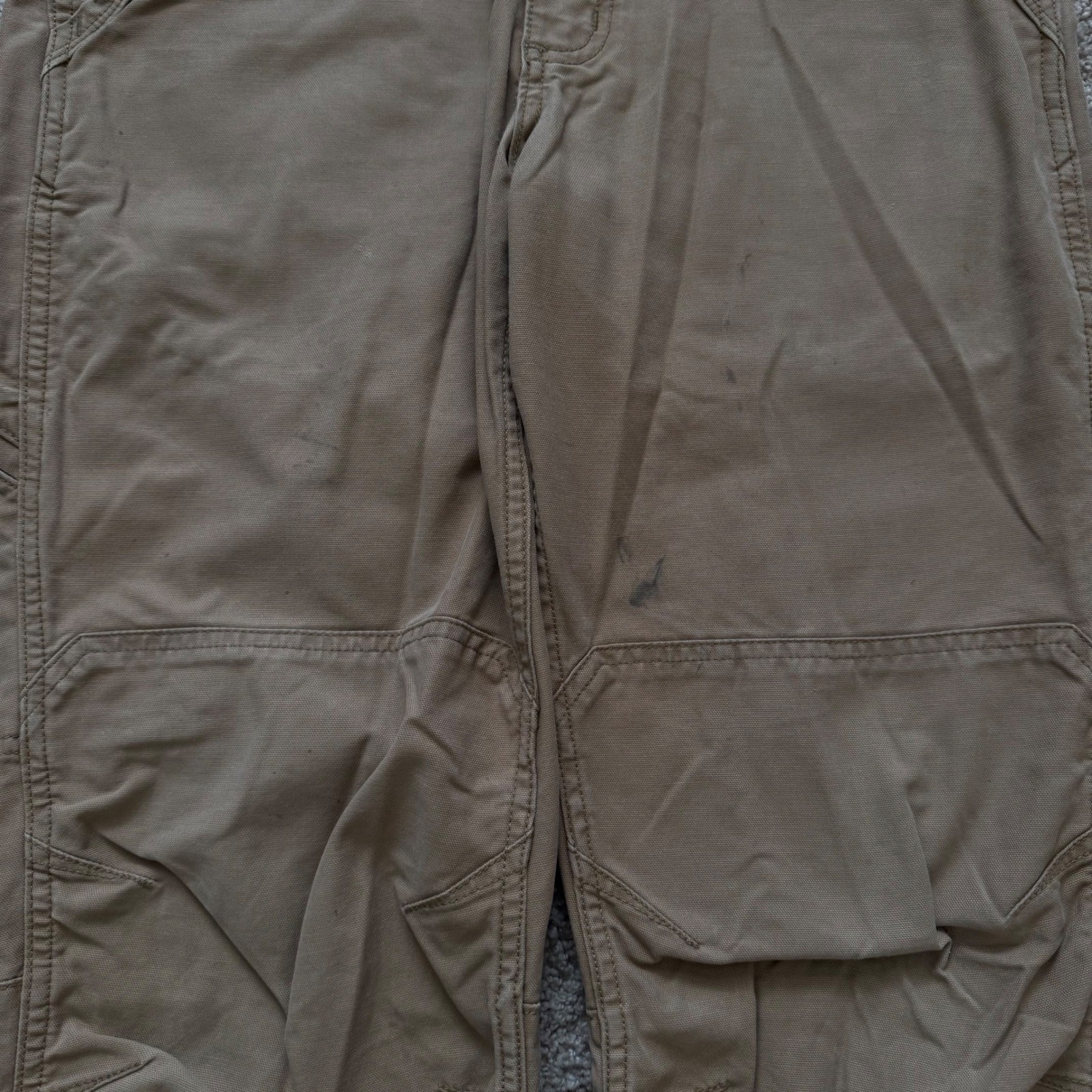 VINTAGE CARHARTT FULL SWING RELAXED FIT CARGO CARPENTER GRAY WORK PANTS / 33X31
