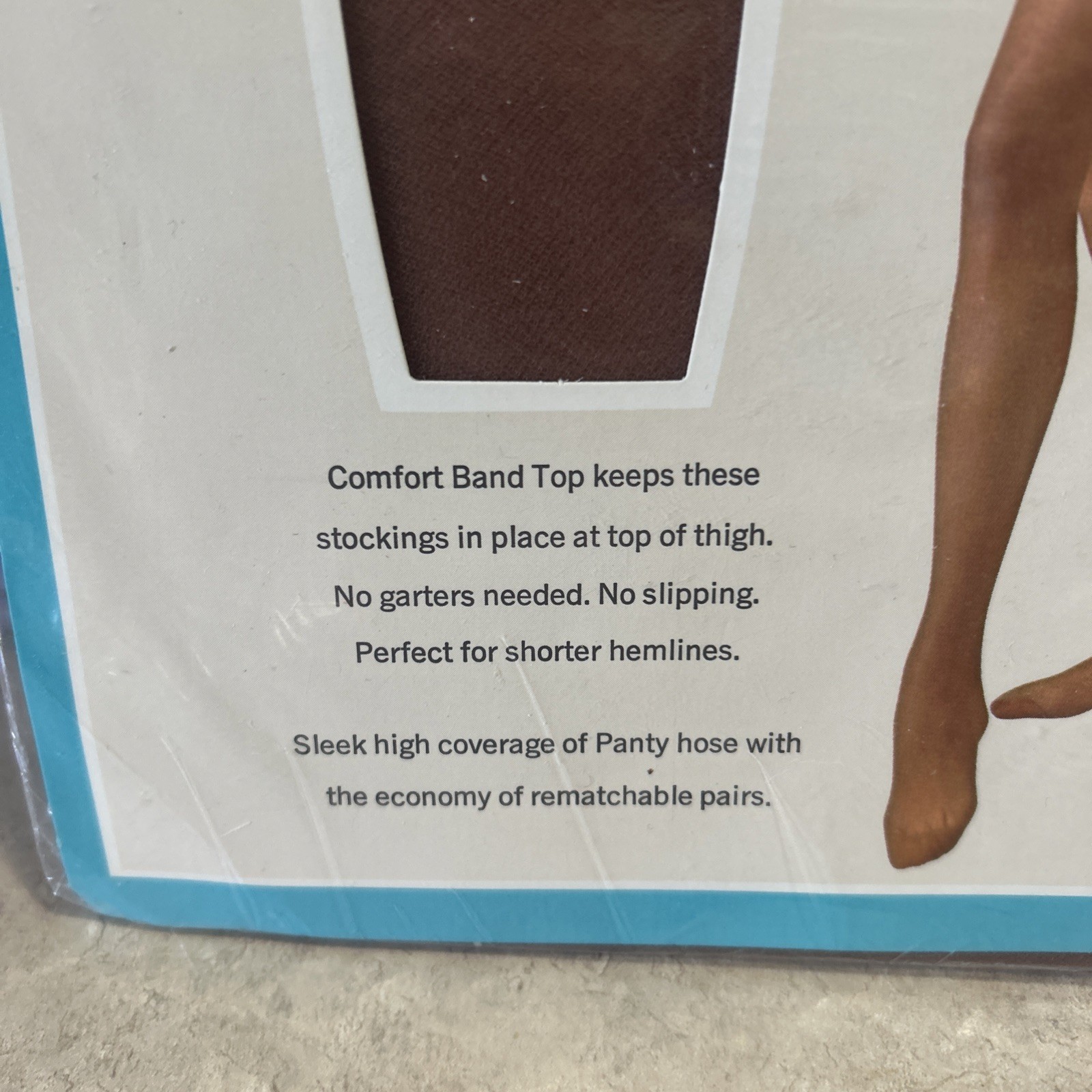 Vtg Sears Thi-Top Hosiery Seemless All Stretch Nylon Mocha Size Tall (10.5-11.5)