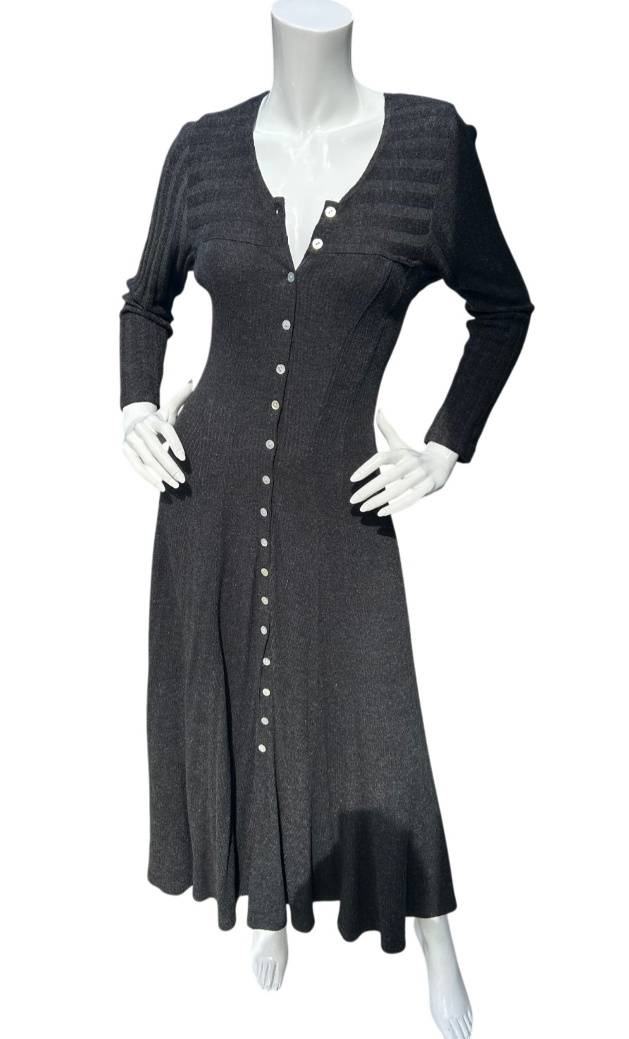 Vintage 90s Maxi Dress Karen Alexander Fit & Flare Button Front Grunge Knit S