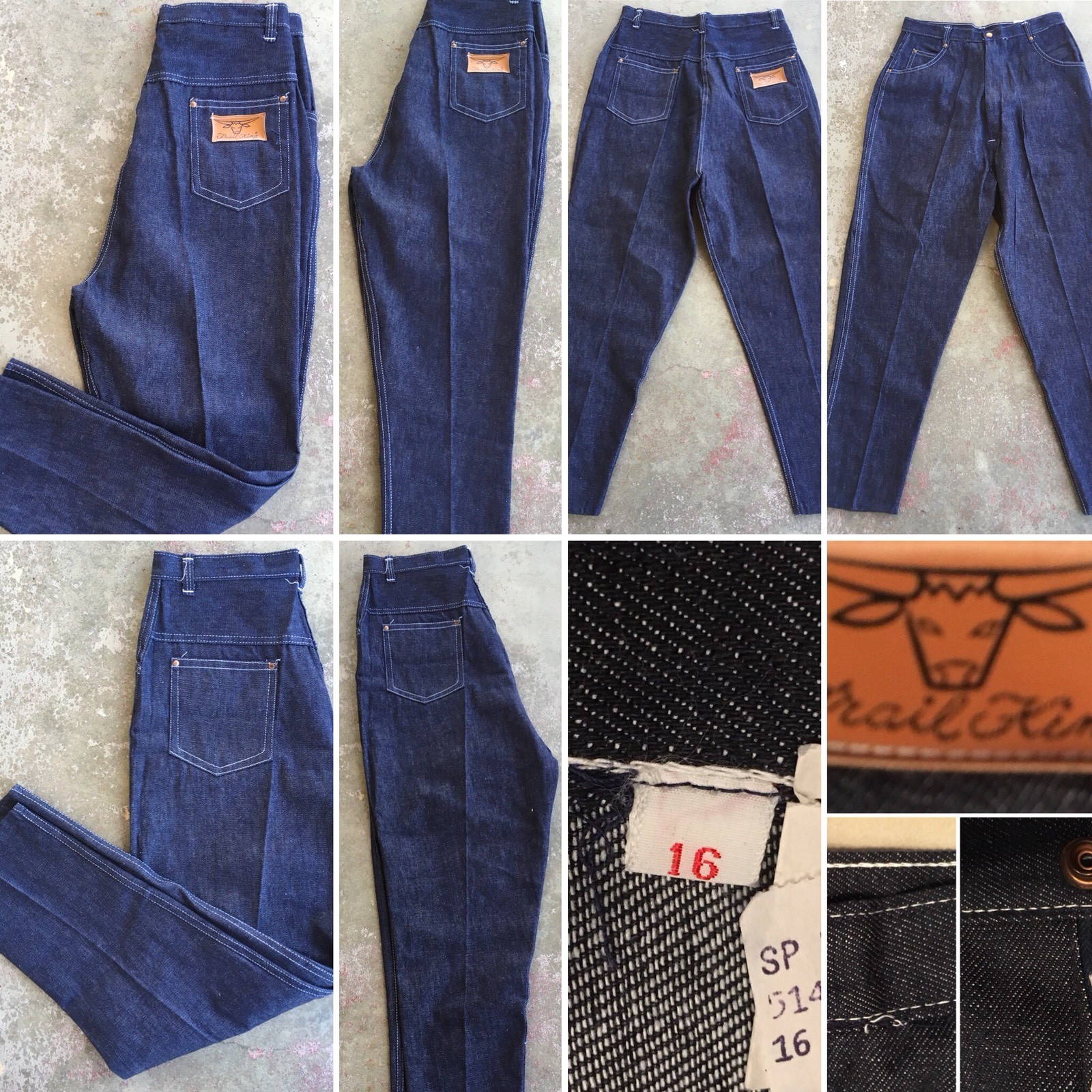 Vintage Trail King Jeans High Waist Size 16 28 Waist Western Cowgirl Rockabilly