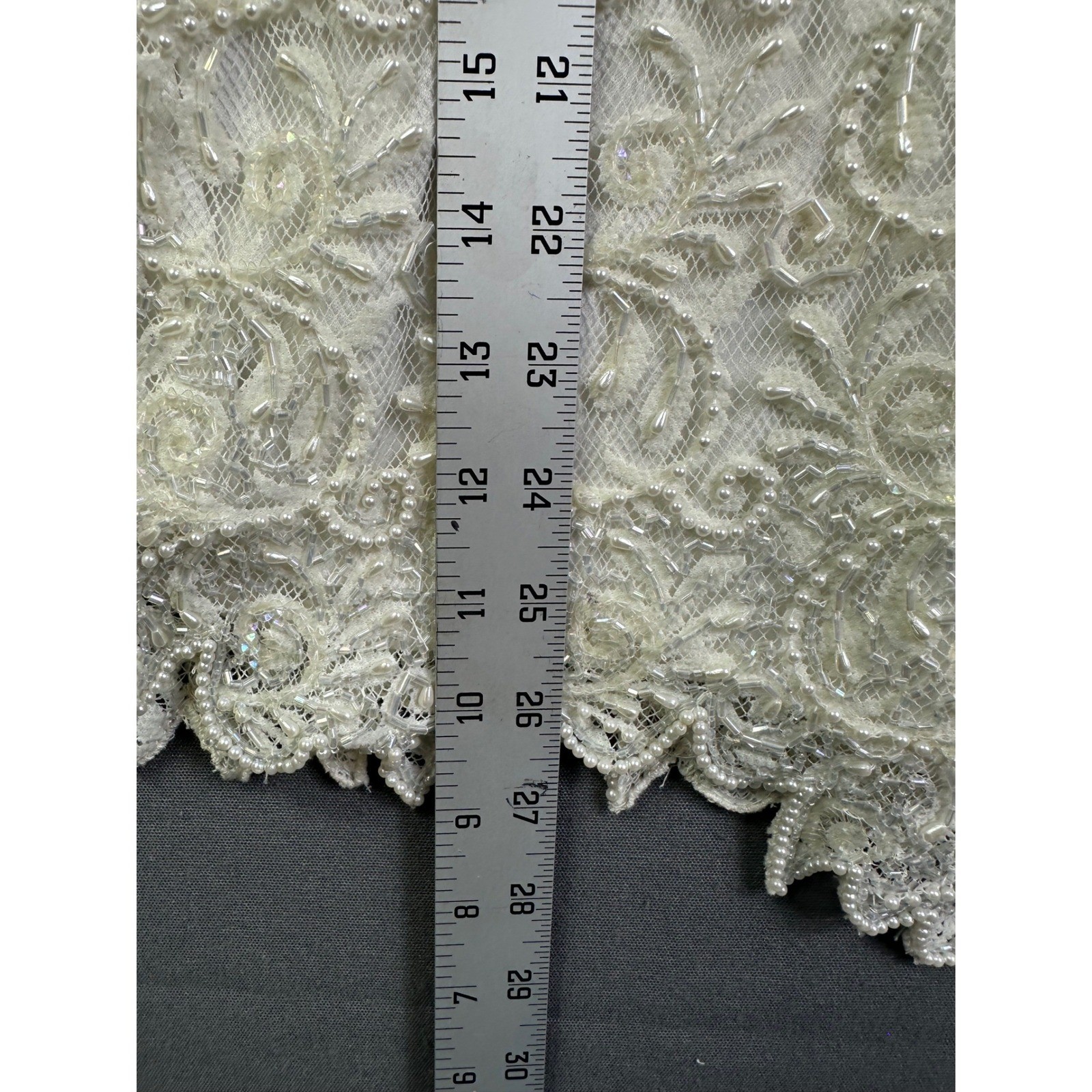 Brilliante by JA Vintage Beaded Sequin Lace Top Ivory Pearl Bridal Evening Sz L