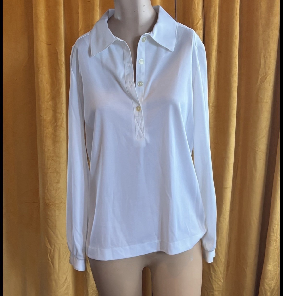 NOS Vintage 70s 80s Graff Californiawear White Popover Blouse Size 12 Medium