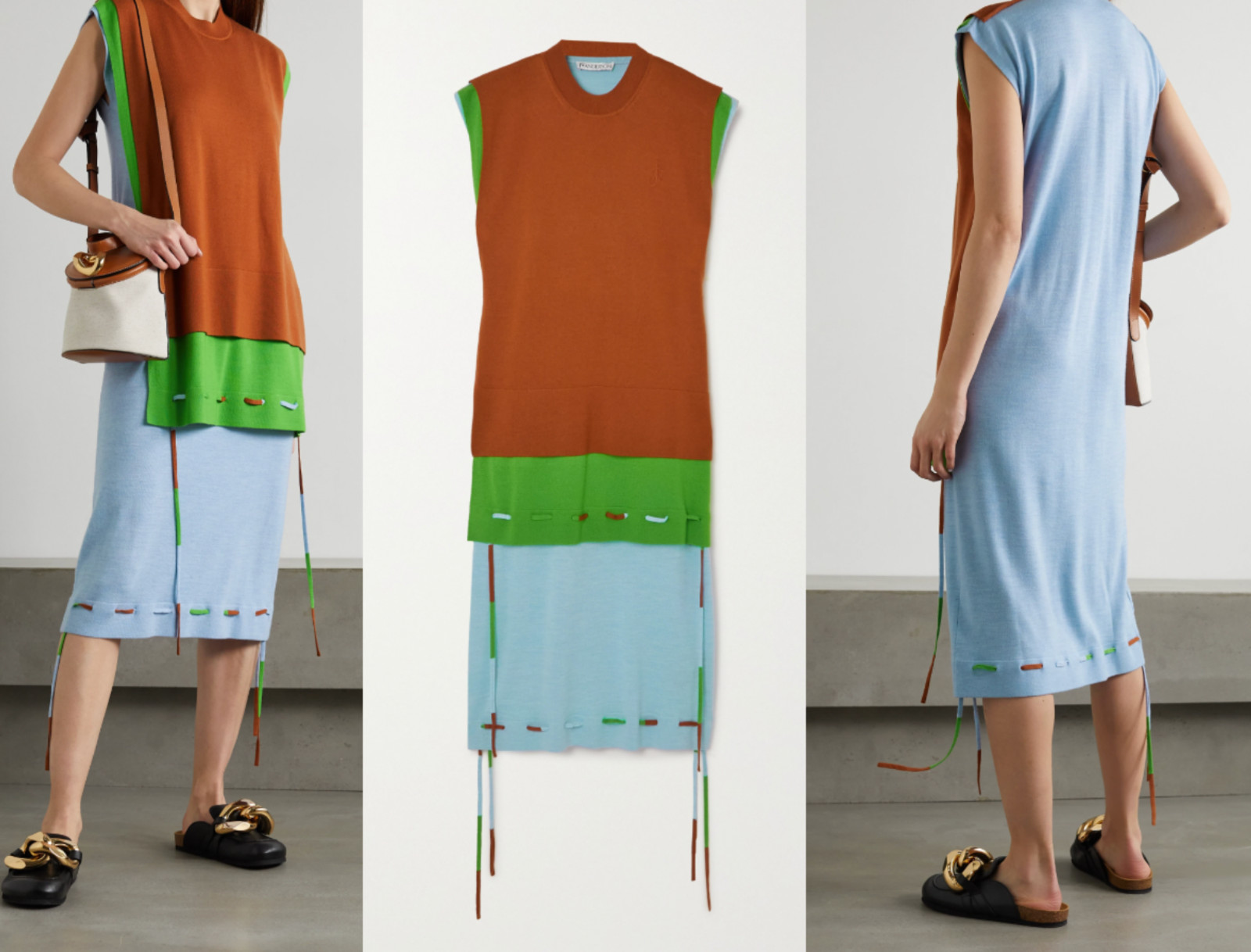 JW ANDERSON Iconic Layered Merino Wool Layered Merino Wool Dress New S