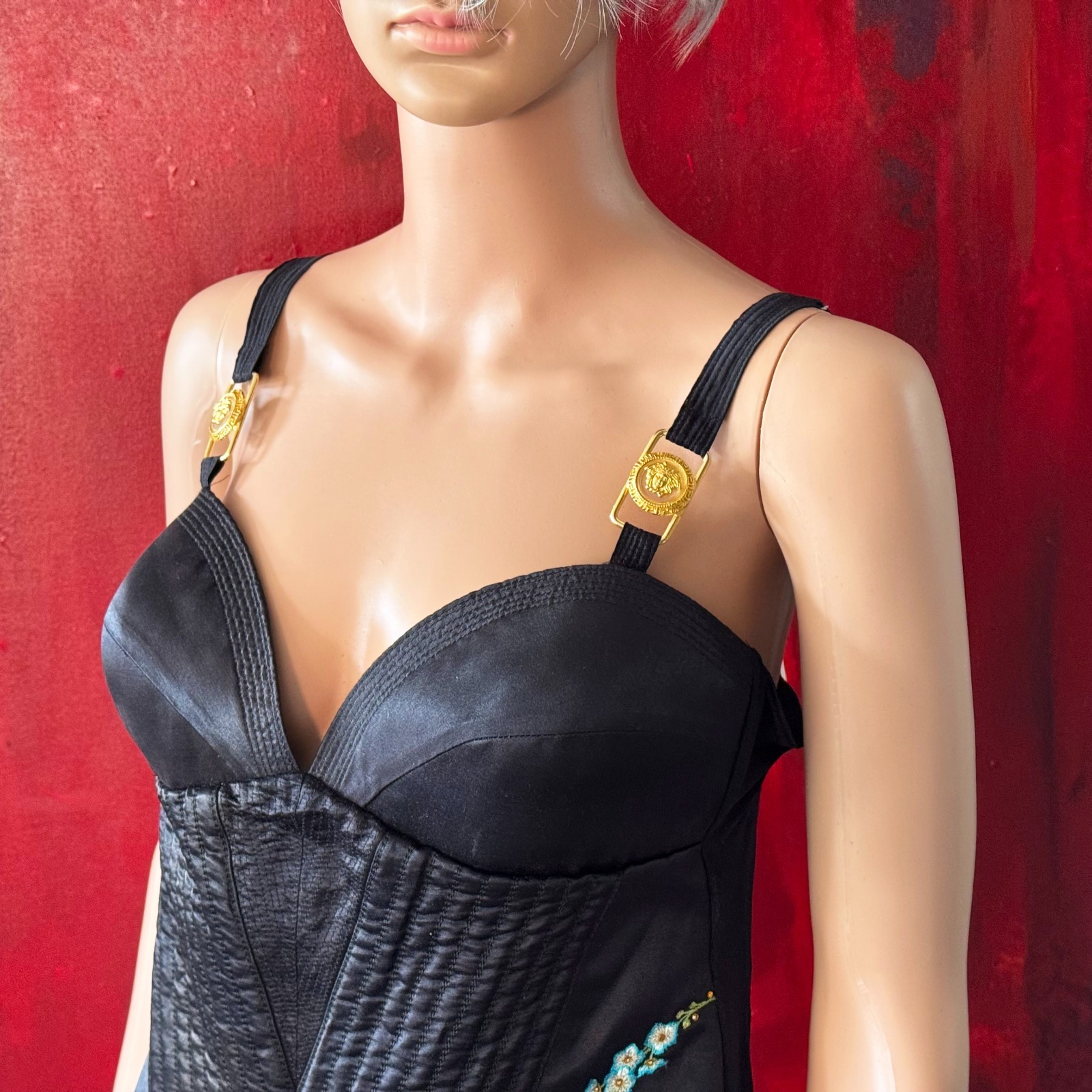 GIANNI VERSACE black Bustier size 46L from S/S 1995 GV VERSATILE COUTURE