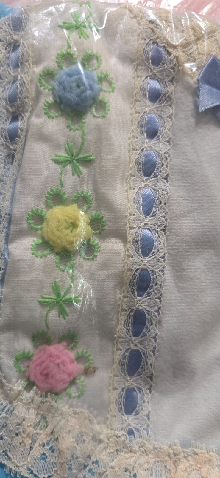 VTG Glencraft Lingerie Blue AngelSkin Nightgown Long Gown NWT Size L Embroidered
